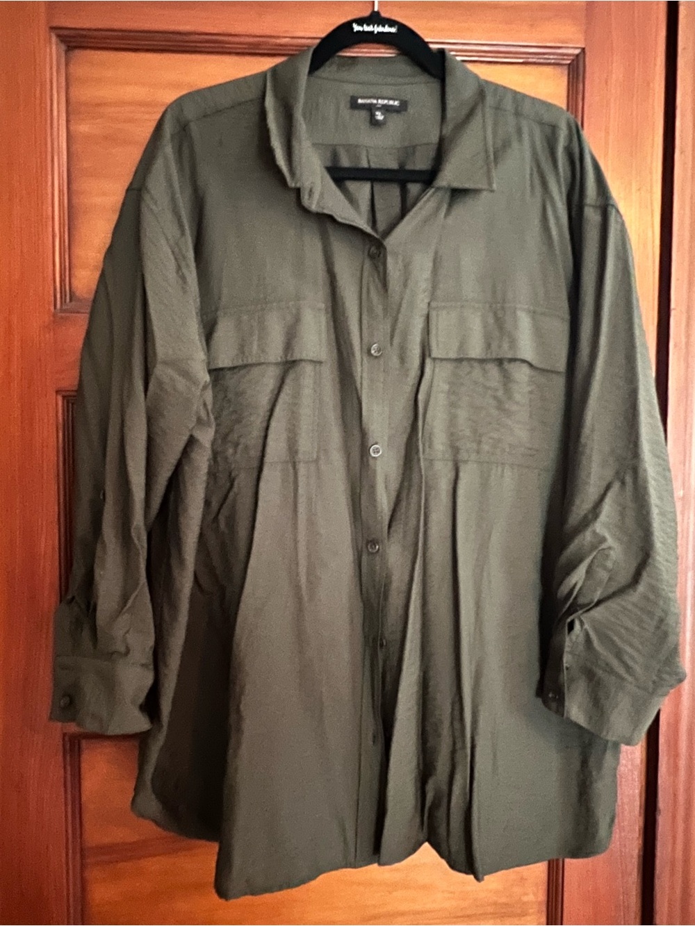 Banana Republic Factory Olive Oversized Utility Shirt Women’s XL